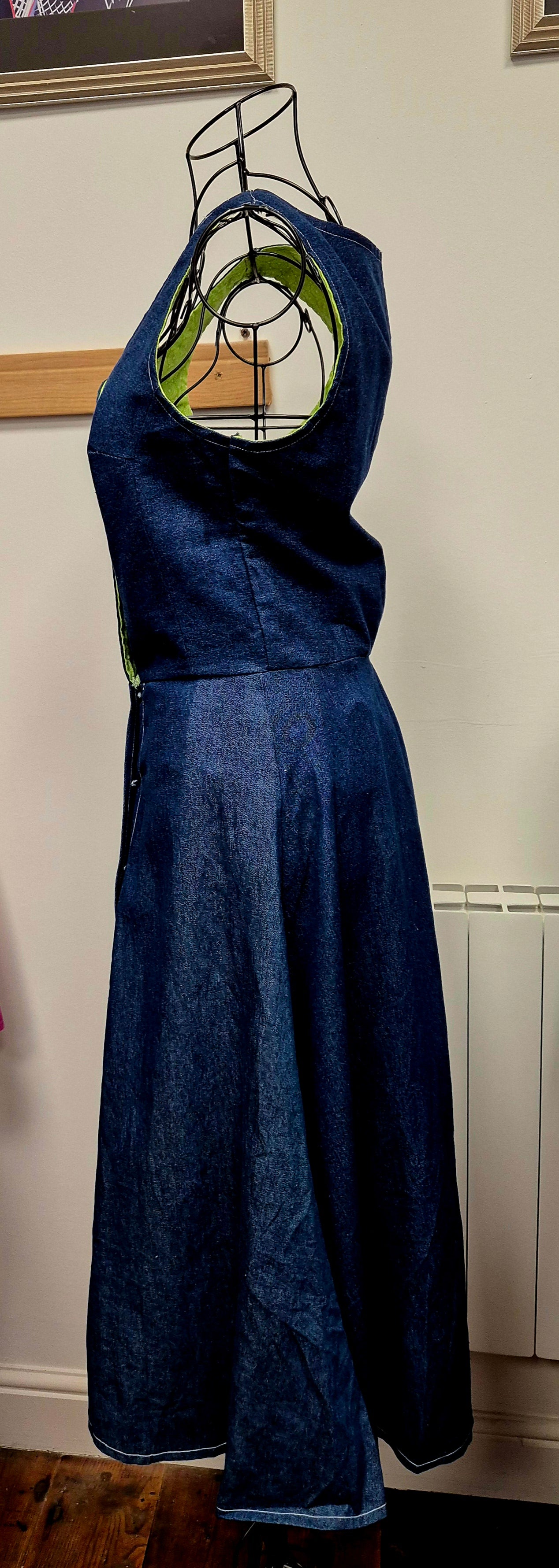 Unique utterly beautiful vintage denim dress size uk 8