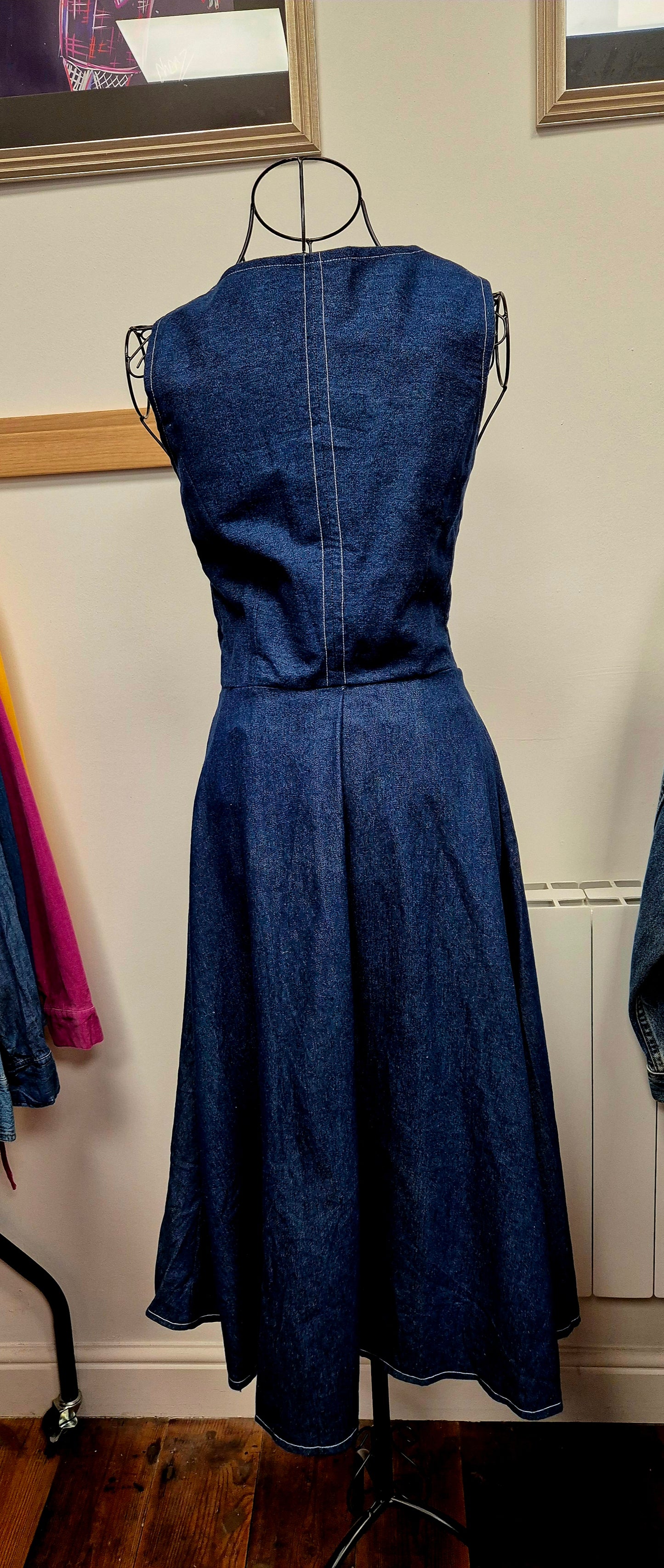 Unique utterly beautiful vintage denim dress size uk 8