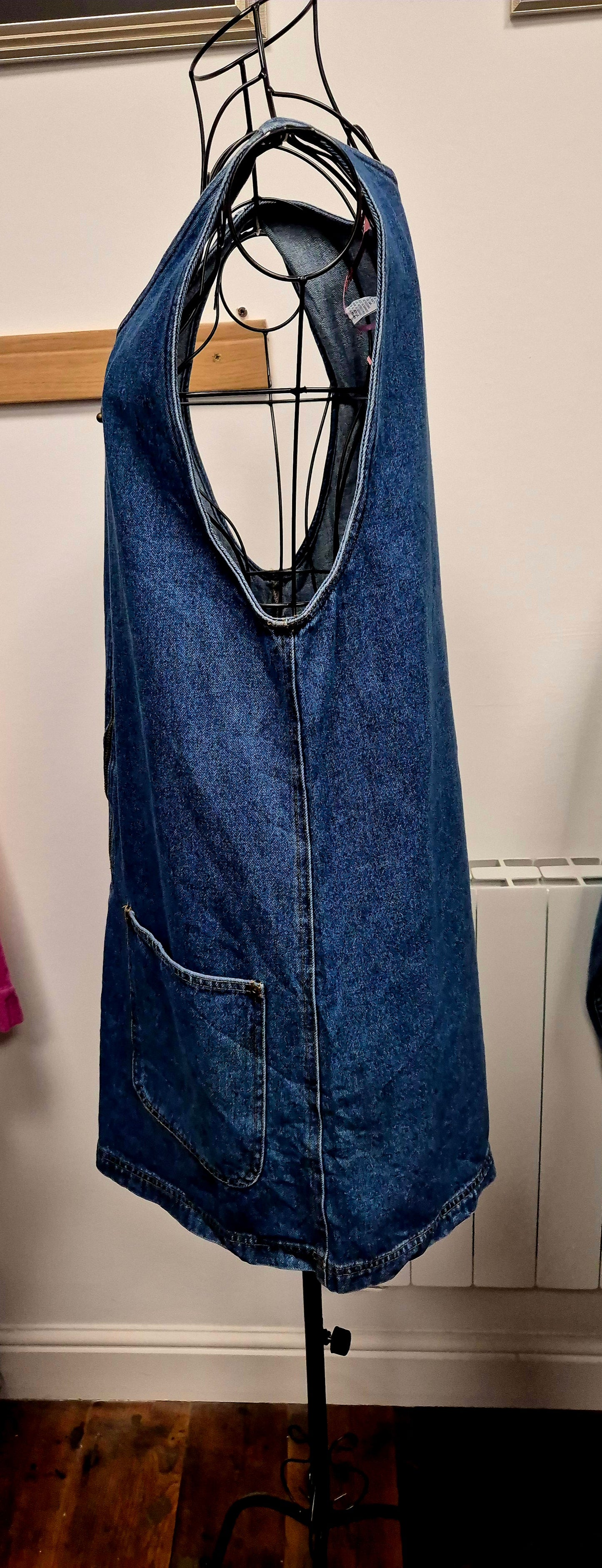 Zip front vintage denim dress uk size 14