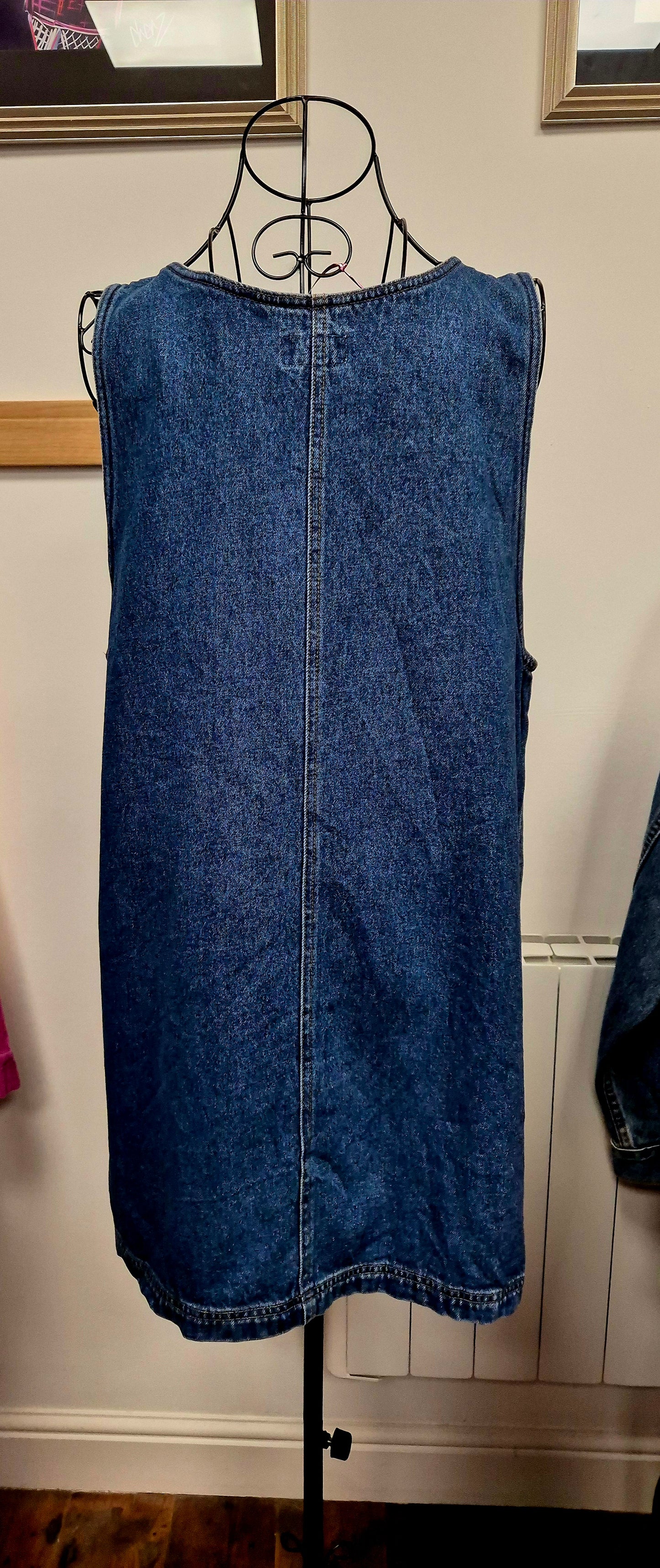 Zip front vintage denim dress uk size 14