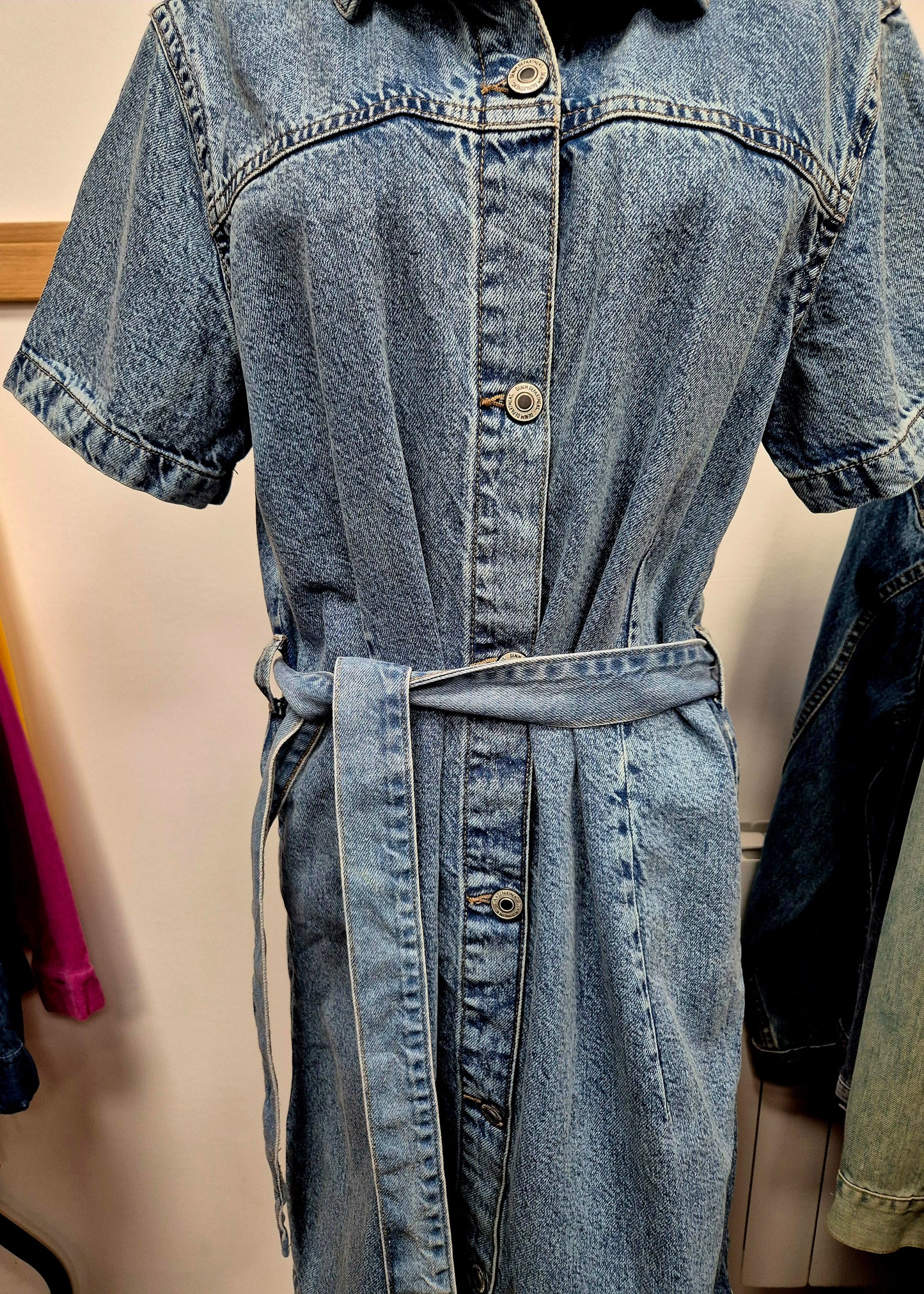 Lovely Vintage shirt denim dress with tie. Uk size 10