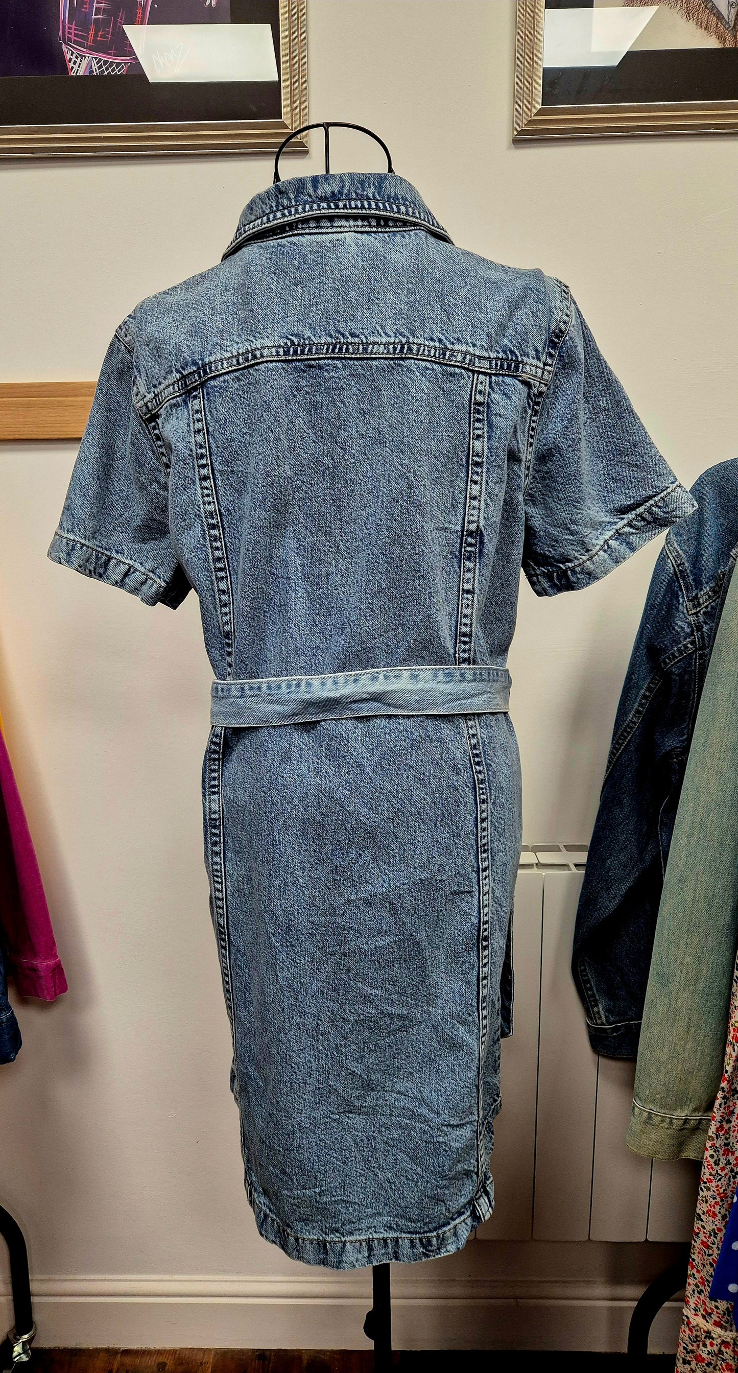 Lovely Vintage shirt denim dress with tie. Uk size 10