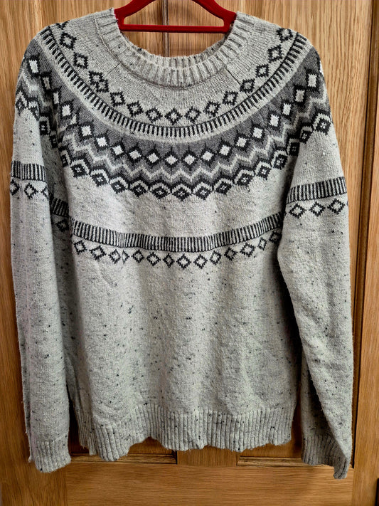 Vintage Fair Isle jumper in tonal grays. Size 14/16