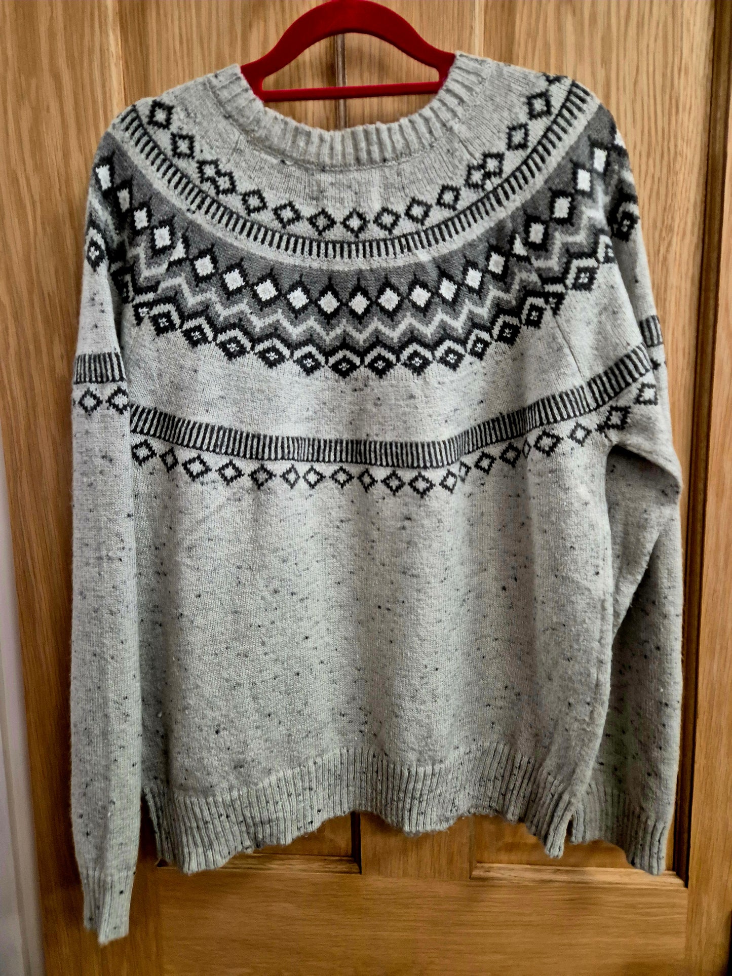 Vintage Fair Isle jumper in tonal grays. Size 14/16