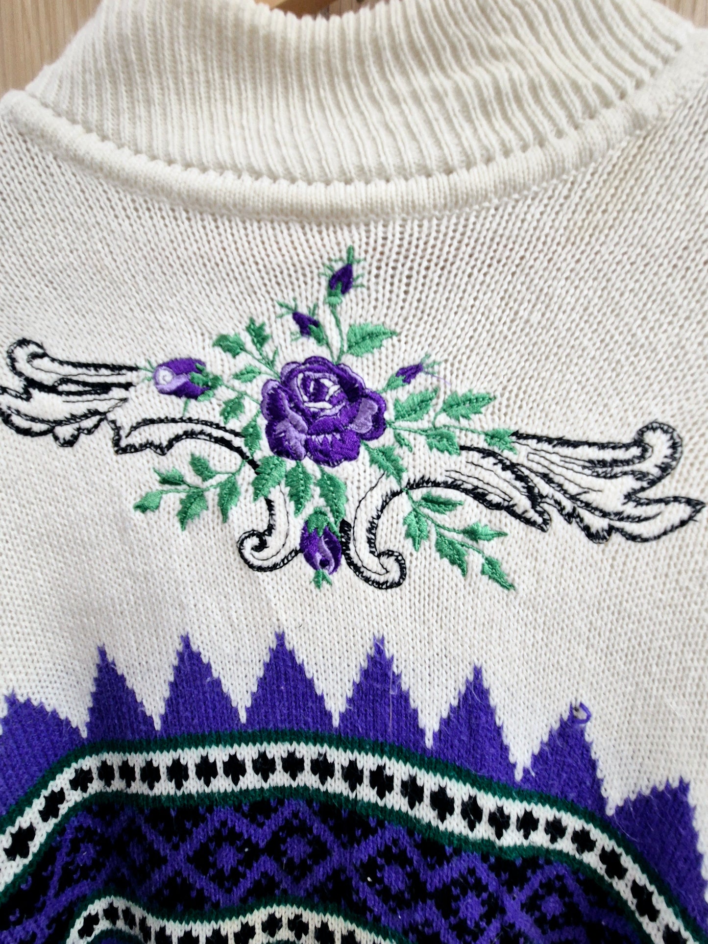 Vintage Fair Isle jumper with flower embroidery size 10