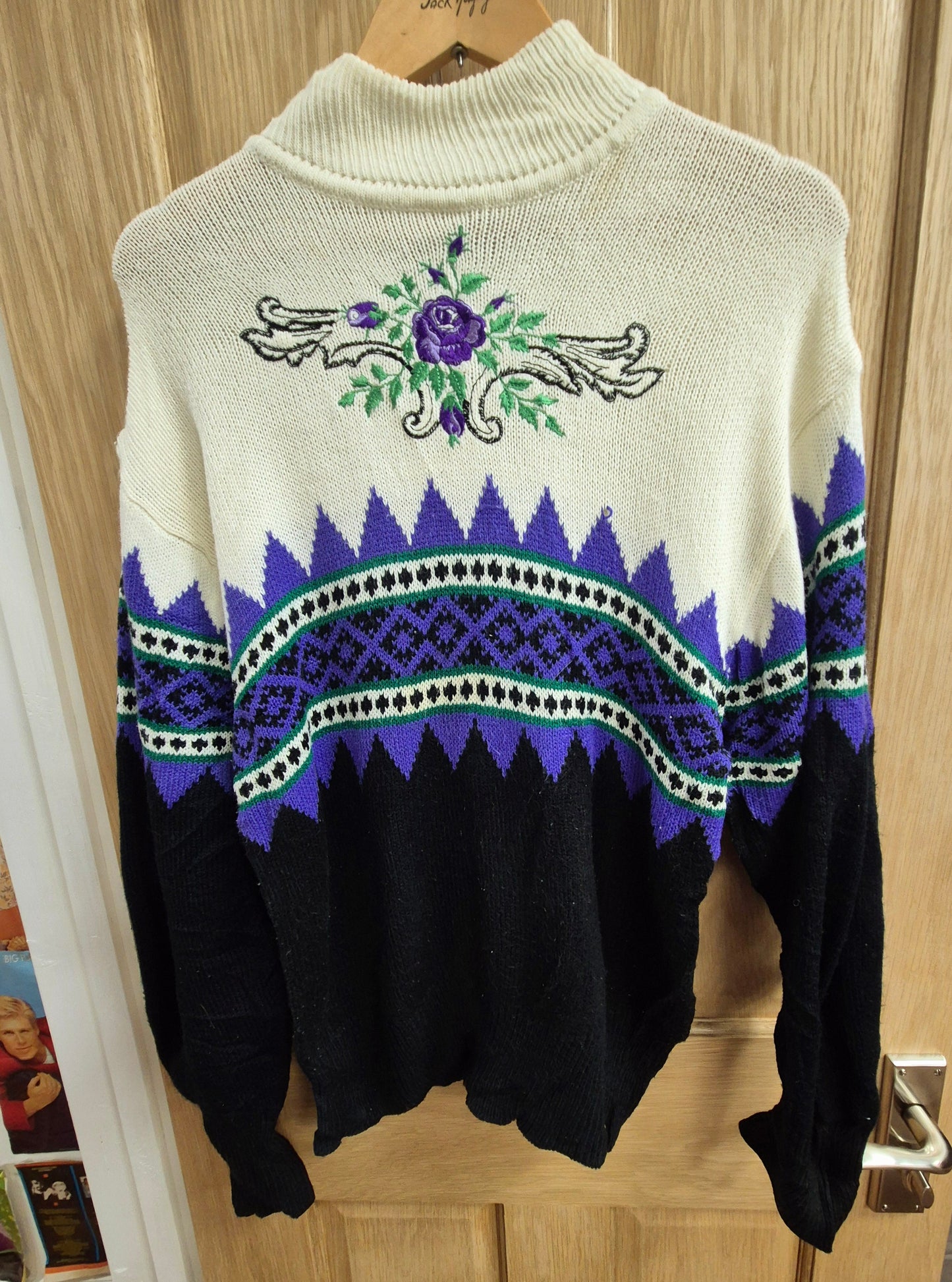 Vintage Fair Isle jumper with flower embroidery size 10