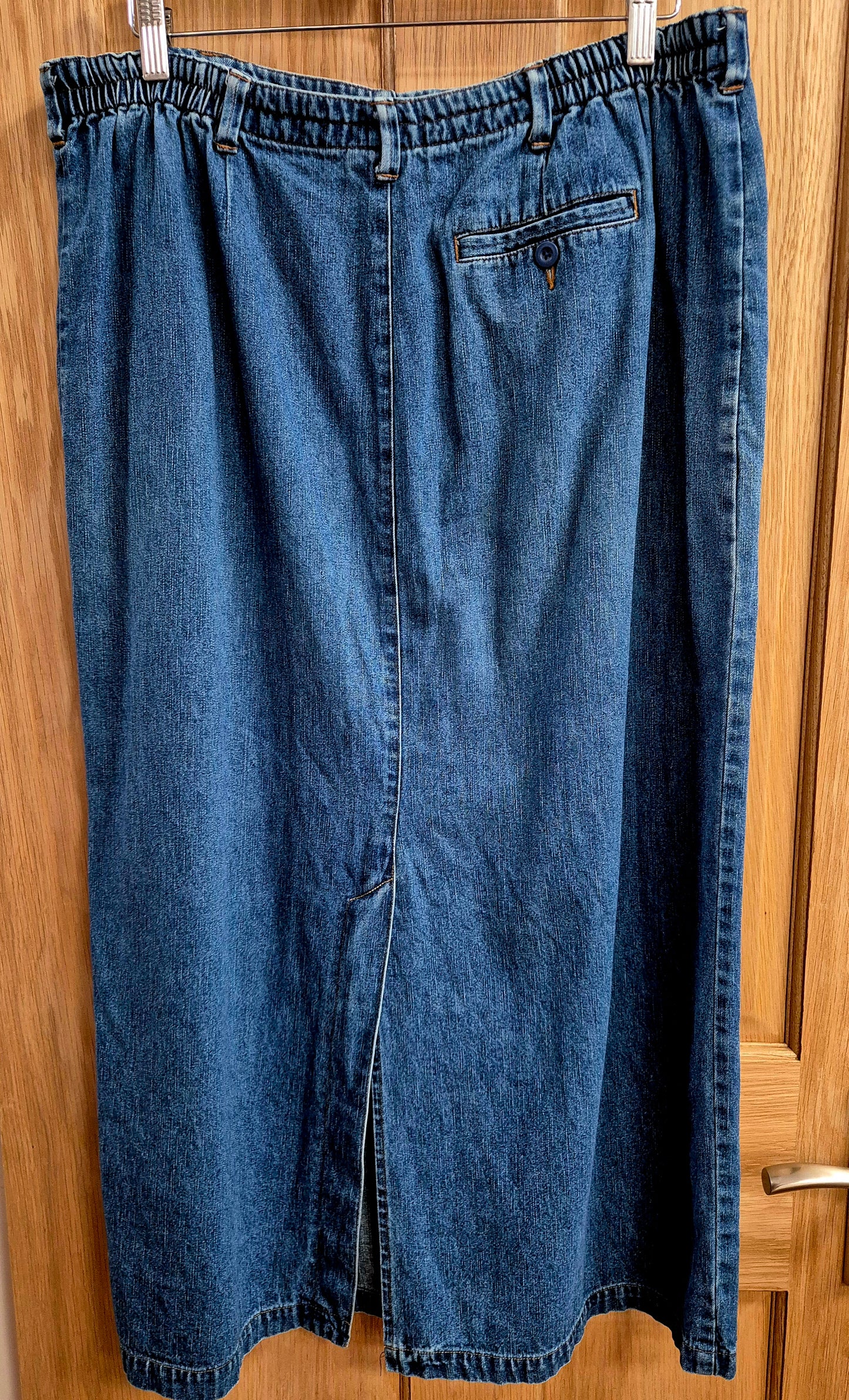 Lovely long length Vintage denim skirt size uk 18